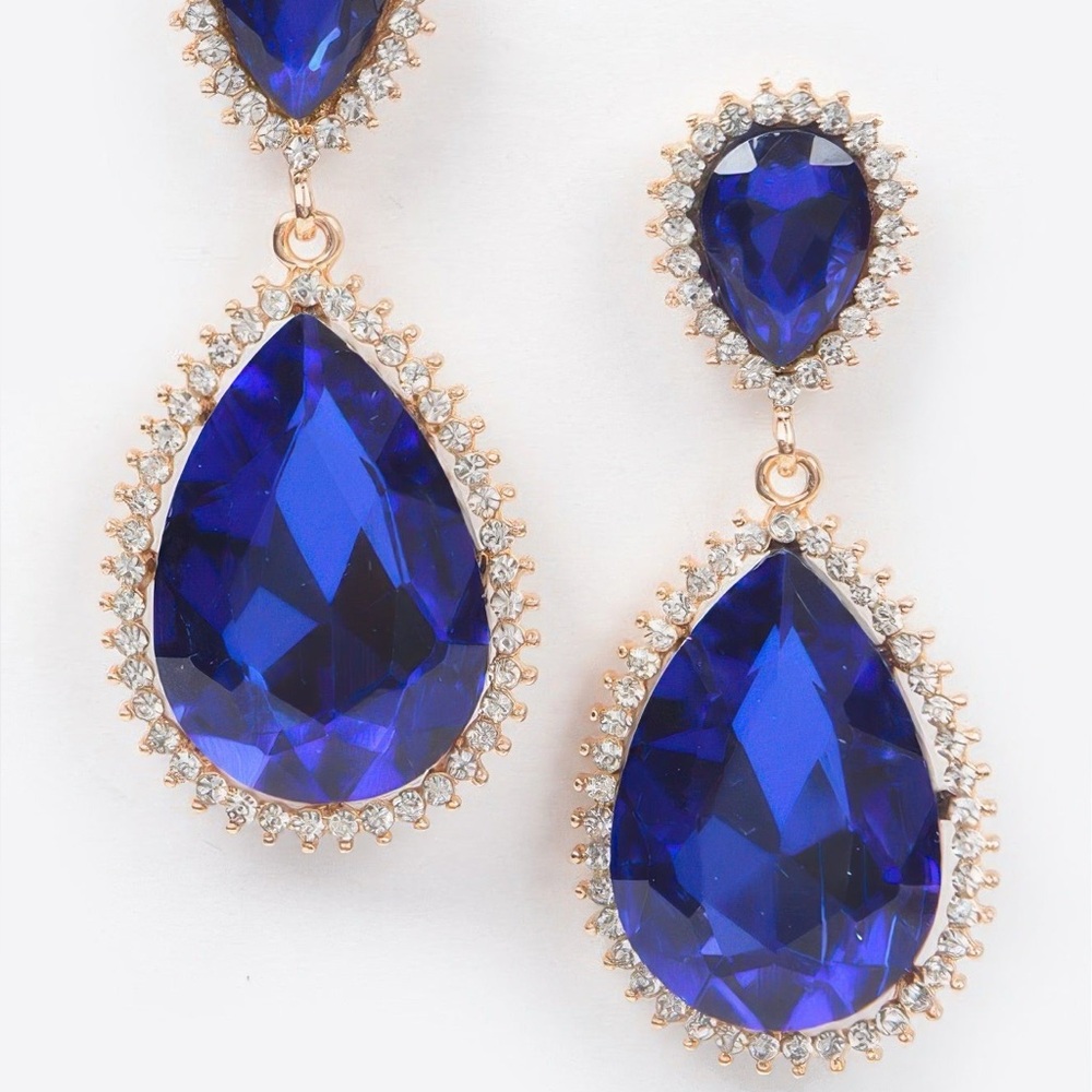 Rhinestone Dangle Earring - Picture 2 of 2